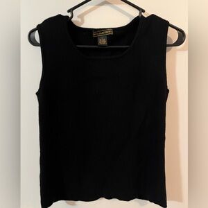 Linda Matthews, large Black Sleeveless Knit Tank Top